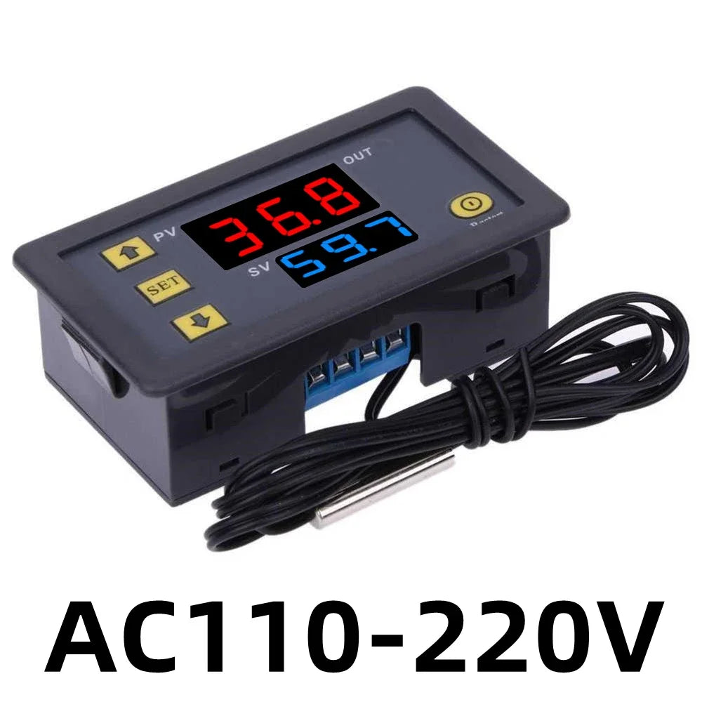 DC 12V/24V AC110-220V Probe Line 20A Digital Temperature Control LED Display Thermostat With Heat Cooling Control Instrument