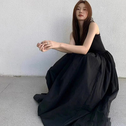 Black Strapless Long Dress Women Fashion Slim Sleeveless O-Neck High Waist Dresses Female 2026 Spring Summer new  Party Vestidos
