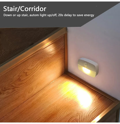 Motion Sensor Light Indoor LED Night Light Stick on Nightlight Battery Operated Lights for Hallway Stair Bathroom Closet Bedroom