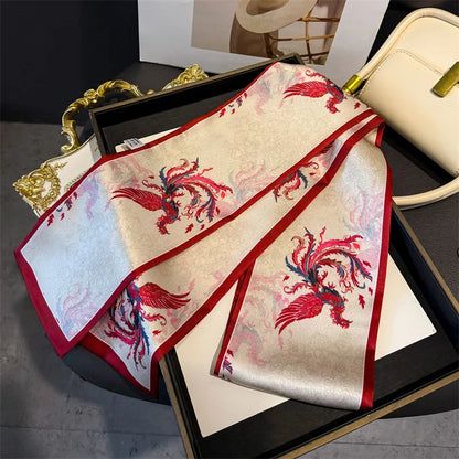 Fashion Skinny Silk Scarf for Women Letter Hair Ribbons Headbands Bandana Female Bag Wrist Wrap Neckerchief Foulard Neck Ties