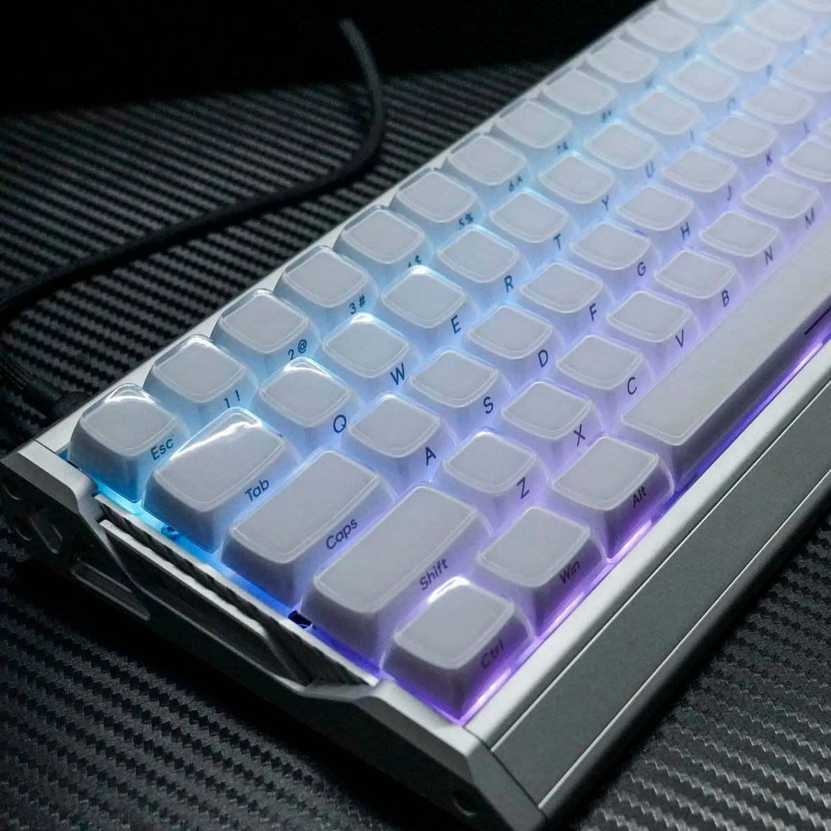 XVX White Custom Side Printed Keycaps Crystal Jelly Keycaps 113 Keys OEM Profile for Cherry MX Switches Mechanical Keyboard