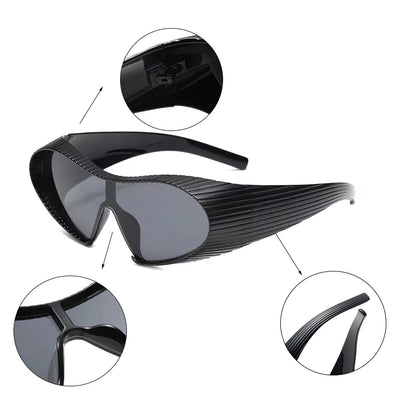 New Alien Uv Resistant Sunglasses, Punk Goggles, Futuristic Y2k Large Frame Integrated Sunglasses 7751