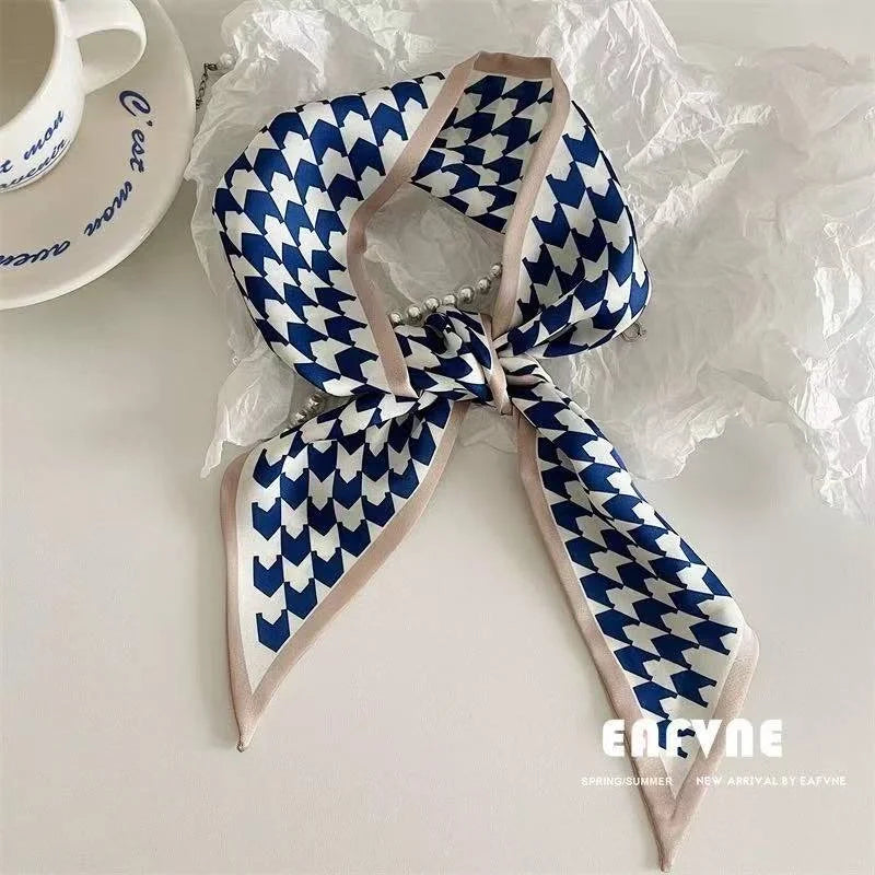 Set Series Silk Satin Scarf Women Cloth Hair Bands Headdress Accessories Lady Scarves Ribbon Neck Ties for Bag Handle/4pcs