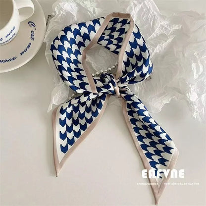 Set Series Silk Satin Scarf Women Cloth Hair Bands Headdress Accessories Lady Scarves Ribbon Neck Ties for Bag Handle/4pcs