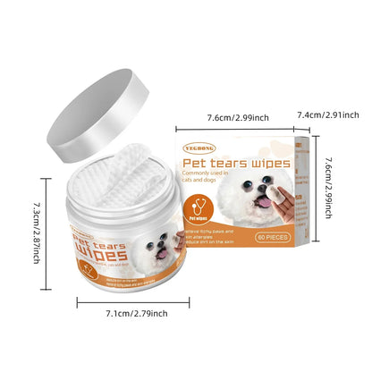 YEGBONG Pet Eye Wipe for Cats Dogs Remove Tear Marks Stain Cleaning Relieve Discomfort Deodorizing Eye Grooming Pets Wet Tissues