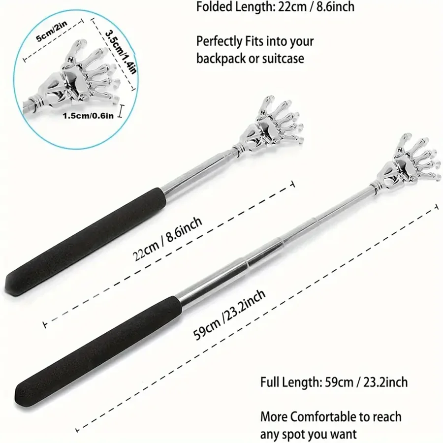 Compact Telescopic Back Massager – Portable Extendable Stainless Steel, Ideal Birthday Gift & Christmas Stocking Stuffer for Sen
