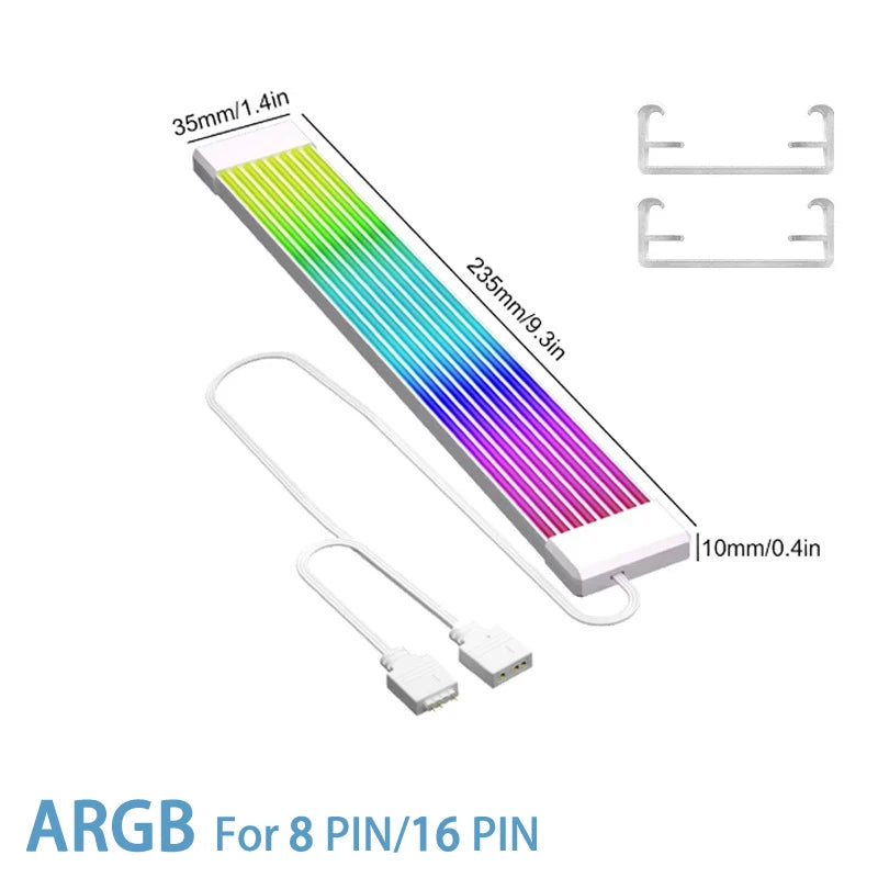Computer Case Bendable ARGB Light Board, Suitable For Graphics Card 24pin/8pin/2x8pin/12VHPWR/Motherboard Decorative Light Strip