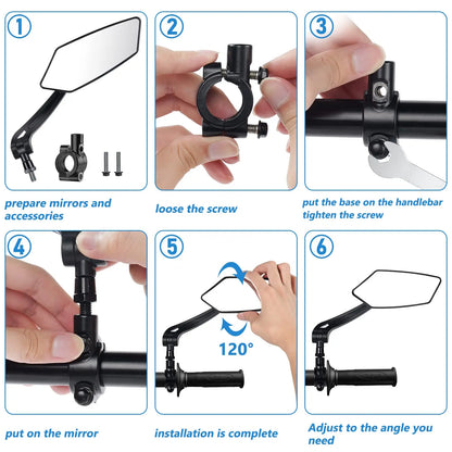 DOMEN Bicycle Rearview Bike 360° Rotate Adjustable Wide Angle Mirror Road Bike Handlebar Rear View Mirrors Bike Accessories