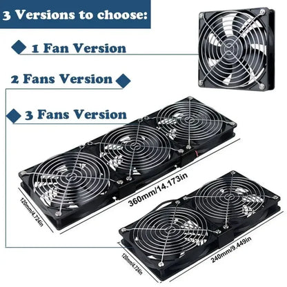 12cm 3000RPM Exhaust Fan Bathroom Cooling Fan with Controller 3V-12V Btc Machine Chassis Workstation Cabinet Radiator Server Fan