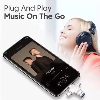 4 In 1 Multi Port Card Reader Lightning USB Type C Portable Converter Compatible With iPhone iPad Android Mac PC Camera