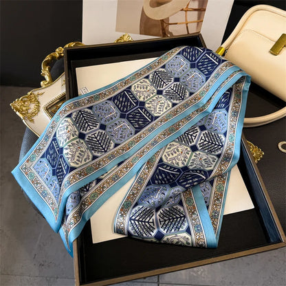 Fashion Skinny Silk Scarf for Women Letter Hair Ribbons Headbands Bandana Female Bag Wrist Wrap Neckerchief Foulard Neck Ties