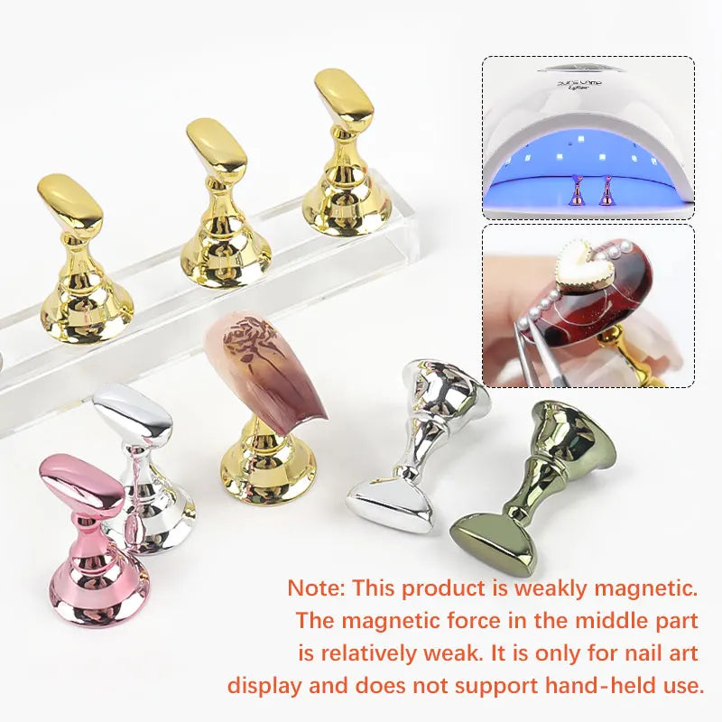 5pcs Nail Holder False Nail Tip Practice Stand Crystal Base Magnetic Holder Nail Art Display For Art Salon DIY & Practice Tools