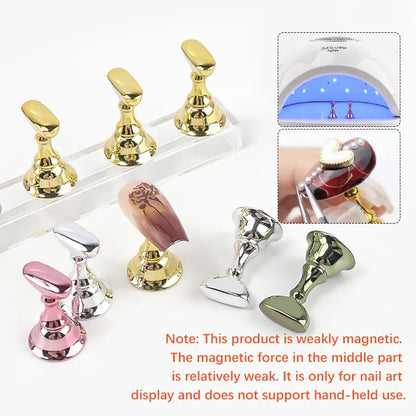 5pcs Nail Holder False Nail Tip Practice Stand Crystal Base Magnetic Holder Nail Art Display For Art Salon DIY & Practice Tools