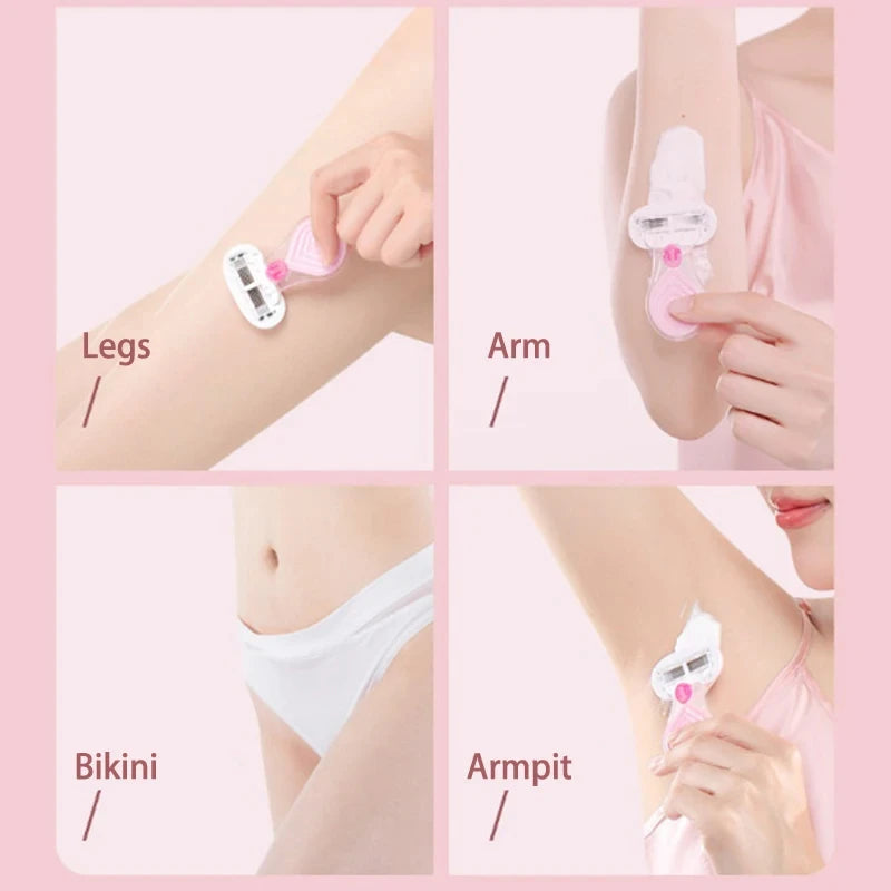 Portable Women Razor for Travel Face Leg Bikini Body Hair Shaving With Protective Net Blade Lady Manual Shaver Set