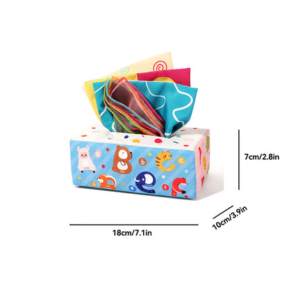 Newborn baby toy - Simulated tissue box with realistic tissue pull-out for early education