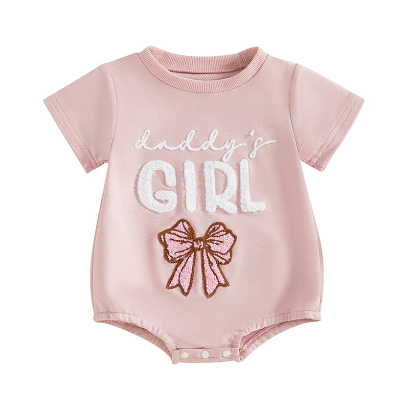 Daddy s Little Princess Father s Day  with Floral Embroidery and Ruffle Sleeves for Baby Girls