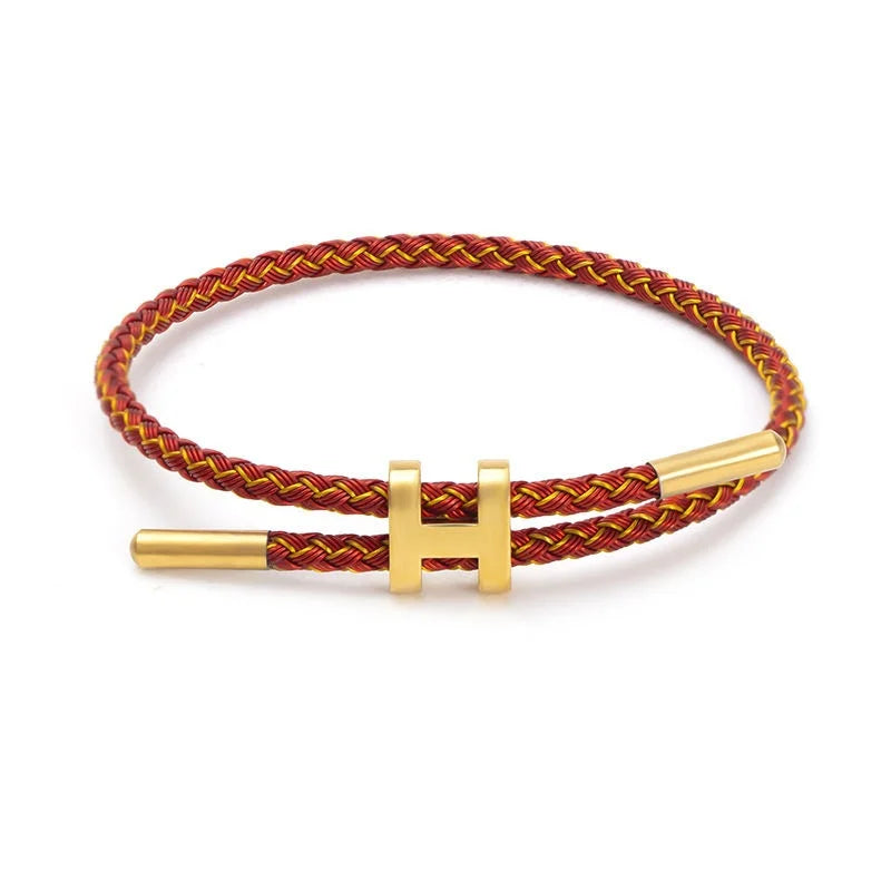 The multi-functional, fashionable and elegant H-buckle stainless steel rope women's bracelet is suitable for men's charming brac