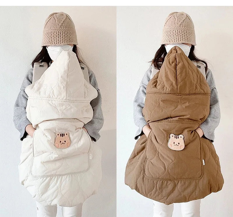 Hooded Blanket for Baby Stroller Newborn Swaddle Wrap Warm Baby Carrier Sling Cover Infant Cloak Cape Sleeping Quilt 80*85cm