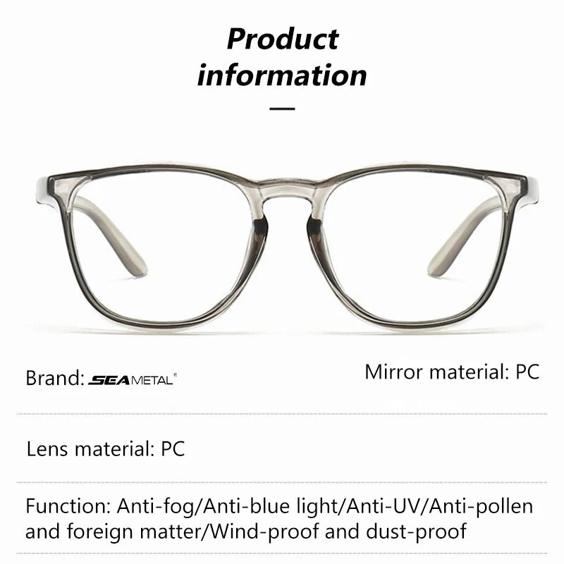 SEAMETAL Anti Blue Light Glasses Lightweight PC Frames Square Clear Lens Glasses Anti Pollen Safety Goggles Eyewear Accessories