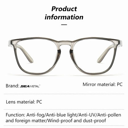 SEAMETAL Anti Blue Light Glasses Lightweight PC Frames Square Clear Lens Glasses Anti Pollen Safety Goggles Eyewear Accessories