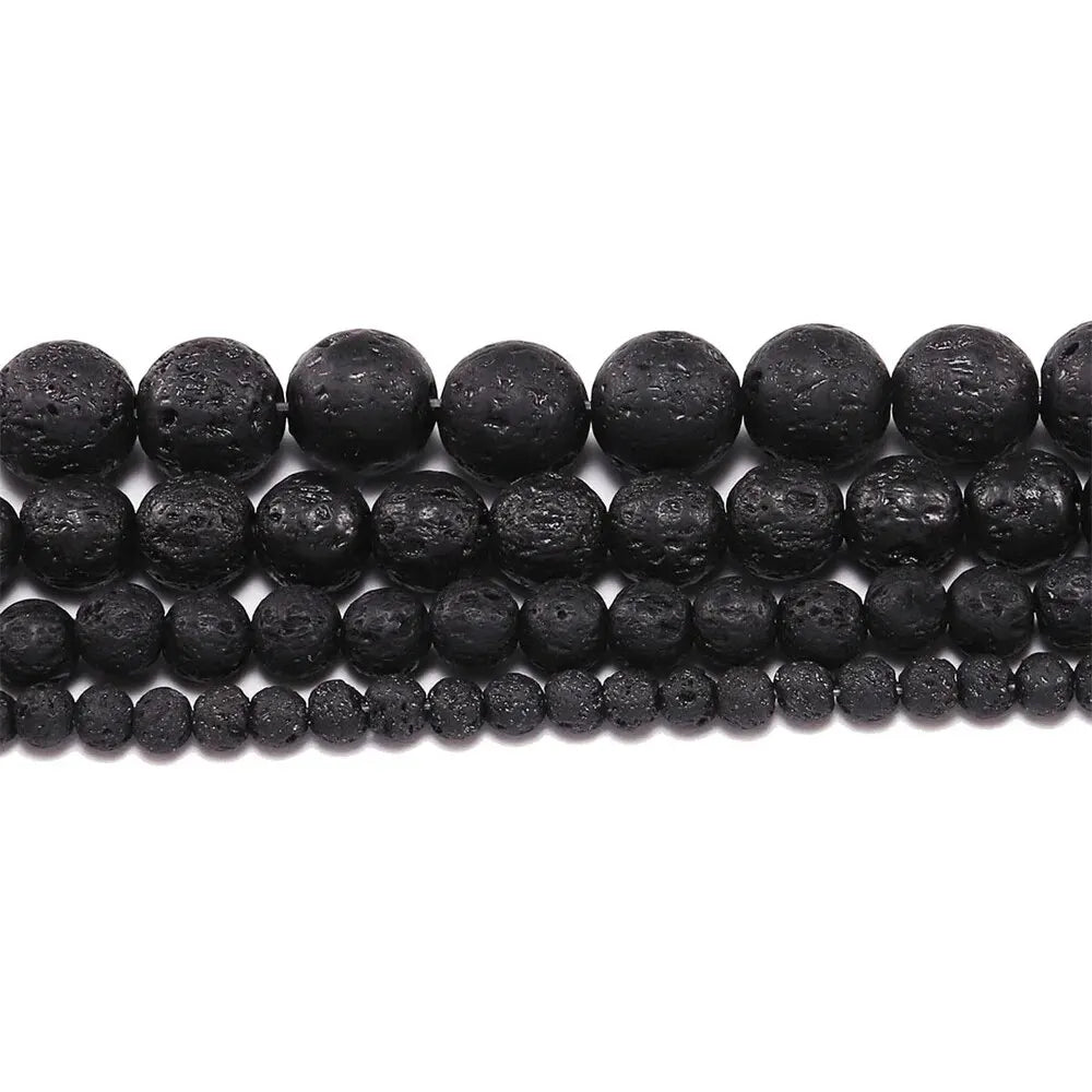 Wholesale Natural Black Lava 6mm 8mm 10mm 12mm round Volcanic Loose Beads for Jewelry Making Or Gift Charms
