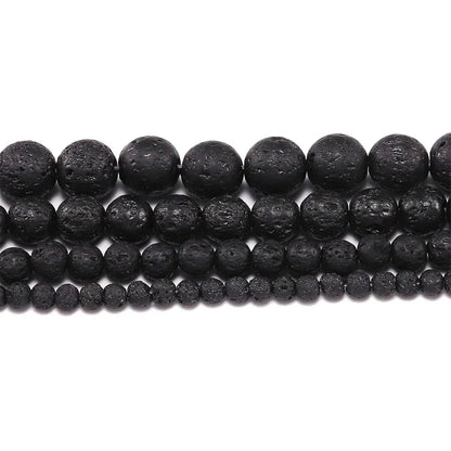 Wholesale Natural Black Lava 6mm 8mm 10mm 12mm round Volcanic Loose Beads for Jewelry Making Or Gift Charms