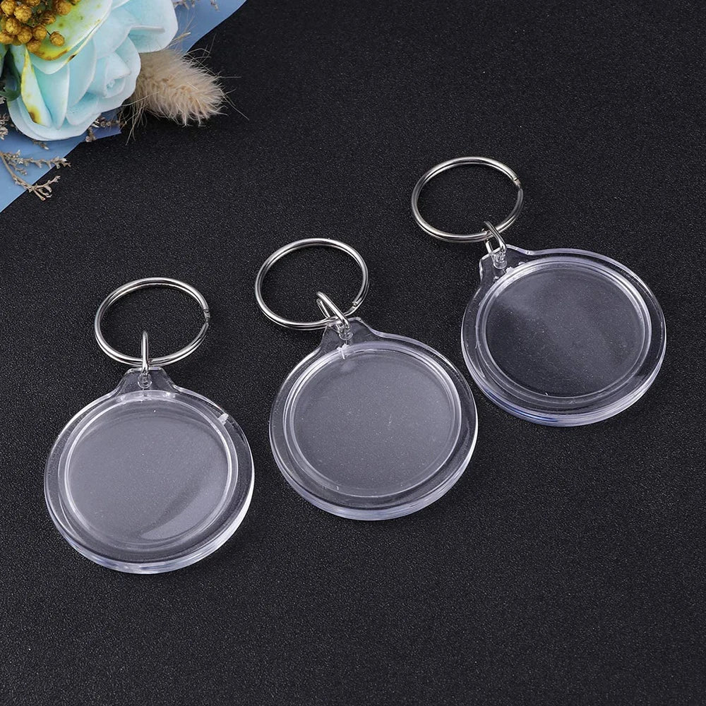 30PCS Circle Acrylic Photo Frame Keychain Snap-In Custom Insert Photo Acrylic Blank Picture Keyring for DIY Projects