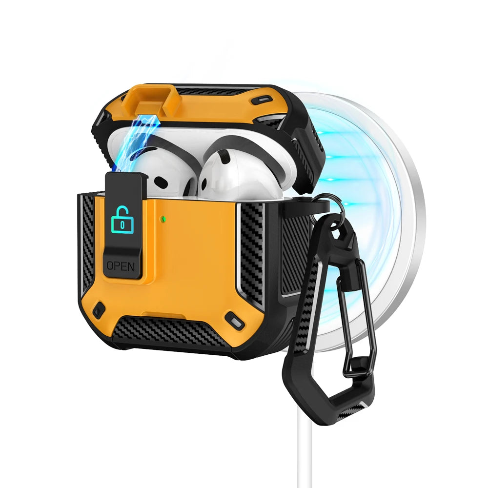 Magnetic Automatic Switch Earphone Cover For Airpods Pro 2 4 ANC Case Full Body Protection Shockproof With Hook Phone Holder Box