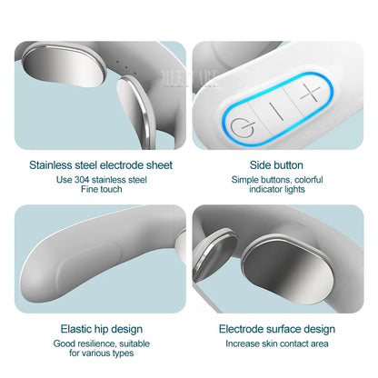 Smart Back Neck Massager Electric TENS Pulse Cervical Muscle Massages Wireless Shoulder Health Care H99 H62 JT88 F6Device