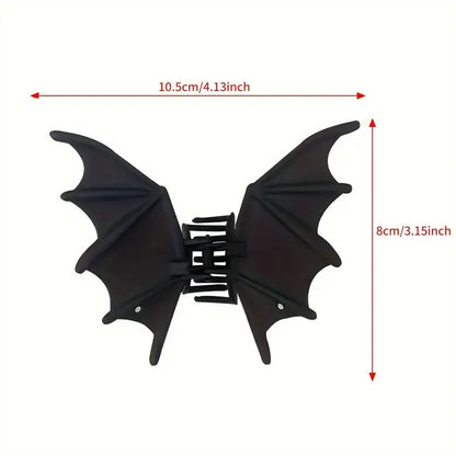 Gothic Bat Hair Clip Halloween Matte Black Gothic Punk-Style Animal Print Hairpin for Women, Elegant Party Hair Accessory