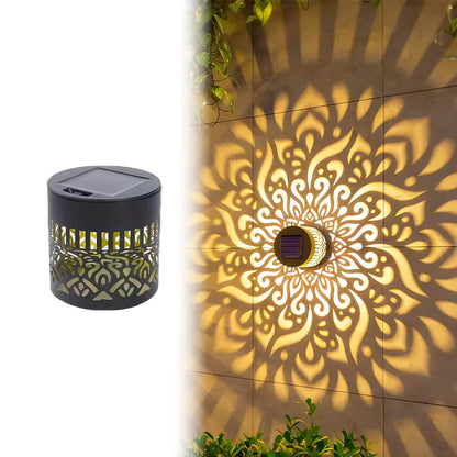 Solar Mandala Wall Lamp Outdoor LED Waterproof Fence Lamp for Garden Lawn Estate Porch Corridor Courtyard Decoration Wall Light