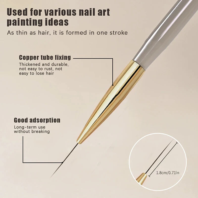 ♥♥♥5Pcs Slim Nail Art Brushes – Acrylic Flower Painting & Line Drawing Kit