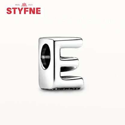 Silver 925 26 Letter A-Z Alphabet Charm Fine Beads Fit Original Charms Silver Bracelet DIY Fine Jewelry for Women Gifts Making