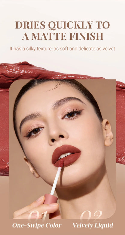 8 Color Nude Brown Matte Liquid Lipstick Velvet Sexy Dark Red Lip Glaze Non-stick Cup Not Easy To Fade Lip Gloss Lipstick Makeup