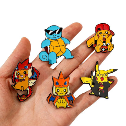 Anime Pikachu Squirtle Enameled Brooch Pin - Pokemon Lapel Badge Jewelry Accessory for Clothing And Backpacks