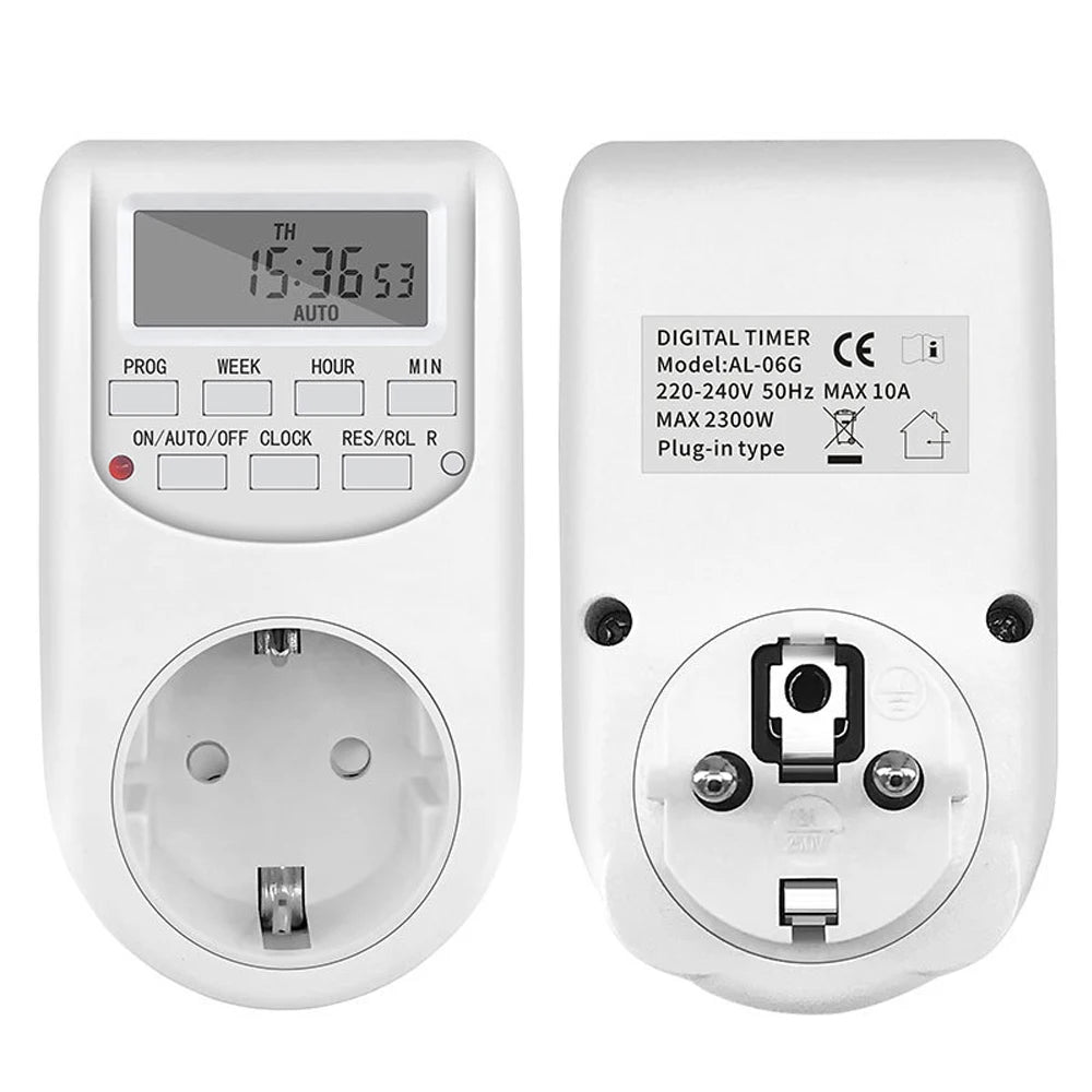 1pc EU Plug Timer Switch Digital Power Socket Energy Saving Adjustable Kitchen Timer Outlet Week Hour Programmable Timing Socket