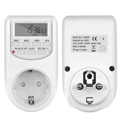 1pc EU Plug Timer Switch Digital Power Socket Energy Saving Adjustable Kitchen Timer Outlet Week Hour Programmable Timing Socket