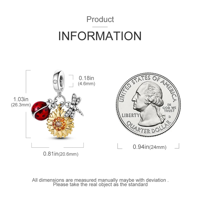 Charms Silver 925 Ladybugs and Cherry Strawberries Pendant Bead Fit 3mm Bracelet Bangle Necklace For Women Luxury Jewelry Making