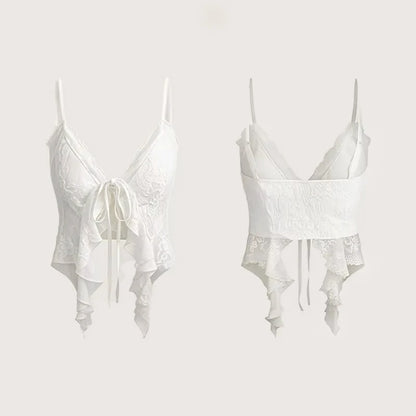 Summer Y2k Clothes Sexy Crop Tops Women's Corset Lace Bandage T-shirt Camisole Woman Sling Tank Top Fashion Sleeveless Waistcoat