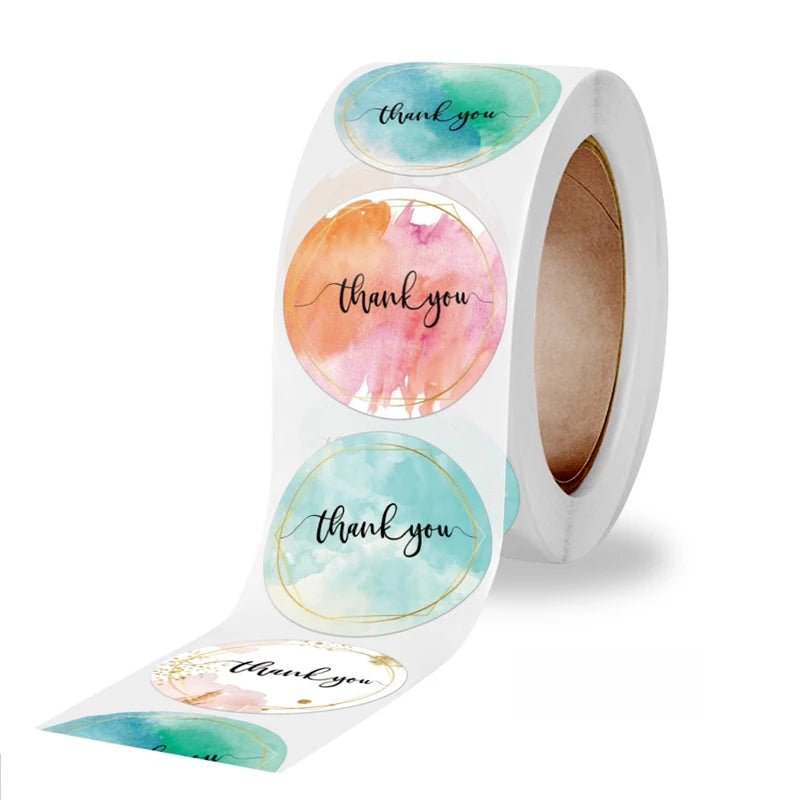 50-500pcs 1inch Blue Thank You Stickers For Envelope Sealing Labels Stationery Supplies Handmade Wedding Gift Decoration Sticker