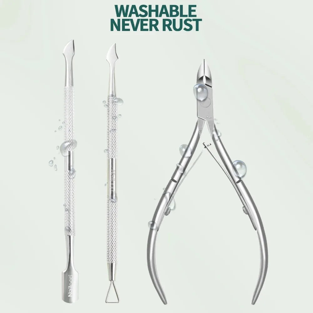 Nailpop Nail Cuticle Scissors Stainless Steel Manicure Pedicure Trimmer and Pusher Silver Dead Skin Scissor Nipper Clipper Tool