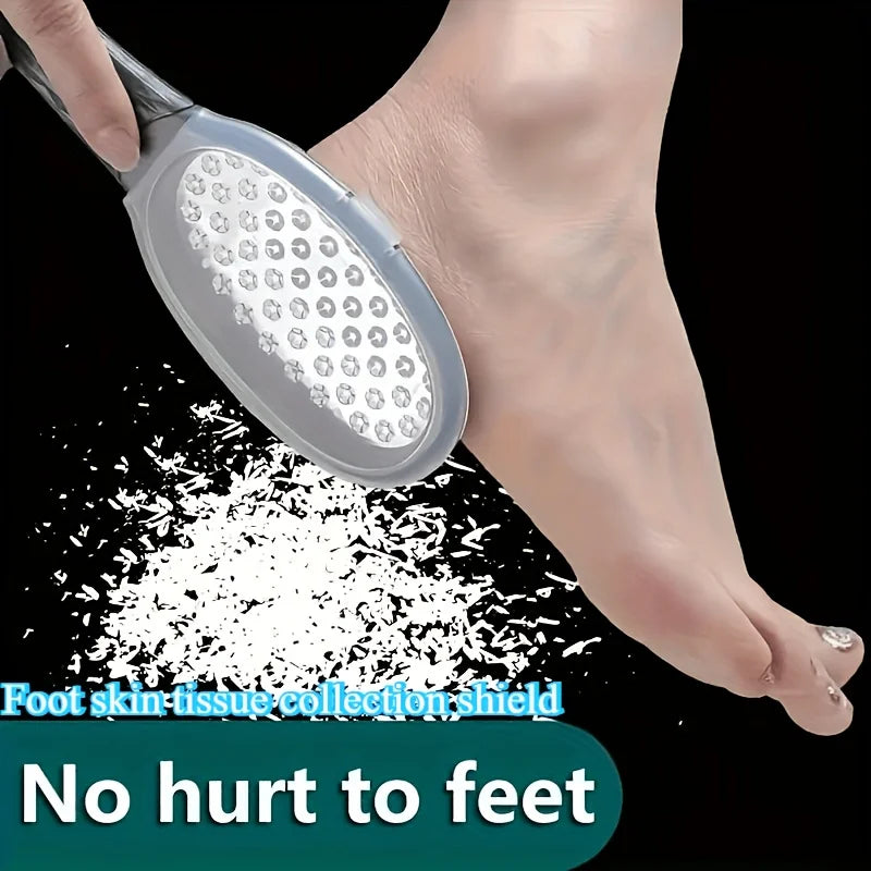 Professional Heavy-Duty Stainless Steel Painless Foot File & Remover with Splash Guard & Handle Suitable for Care Cracked Heels