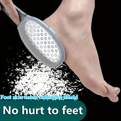 Professional Heavy-Duty Stainless Steel Painless Foot File & Remover with Splash Guard & Handle Suitable for Care Cracked Heels