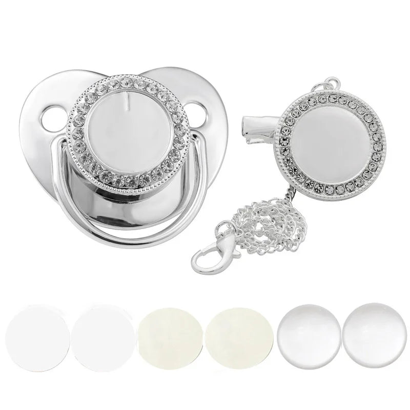 New Blank Baby Pacifier Clip Holder Set Personalized Newborn Dummy BPA Free Luxury Silicone Infant Teether Baby Soother