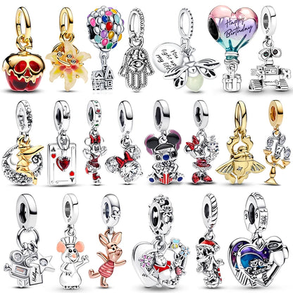 Hot Sale Charms Silver 925 Disney Pendant Beads Fits 3mm Bracelet Bangle Necklace For Women Luxury DIY Jewelry Making Fine Gifts
