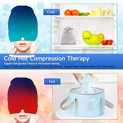 Relief Migraine Relief Cap Gel Ice Cap Single Layer Headgear Ice Pack Headgear Relief Pain Stretchable Compress Hood Eye Mask