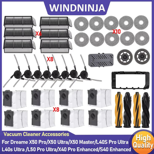For Dreame Main Side Brush Hepa Filter Mop Rags Dust Bag X50 Pro/X50 Ultra/X50Master/L40S Pro Ultra/L50 Pro Ultra/MOVA V50 Ultra