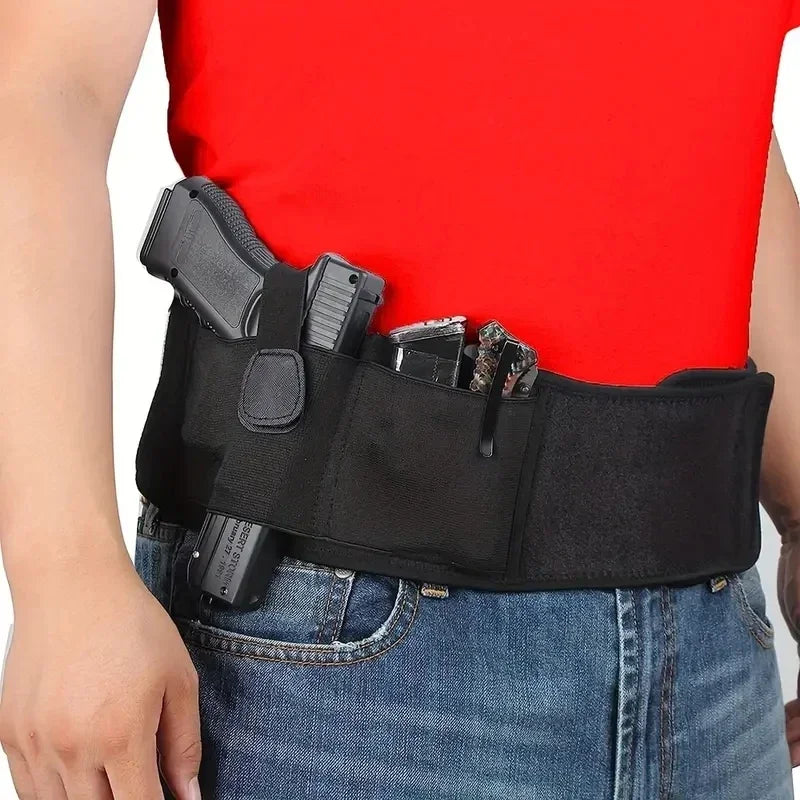 Tactical Outdoor Hunting Fitness Gun Holster for Waist Band Belt -  Concealed Carry Phone Bag Portable Hidden Belly Defense Use