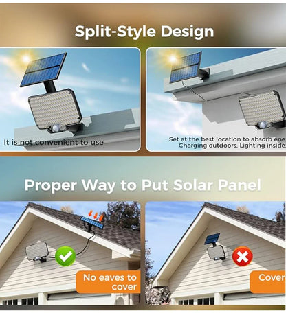 234/280 LED Solar Lights for Outside Motion Sensor Solar Flood Lights Waterproof Solar Powered Security Spot Garden Wall Lights