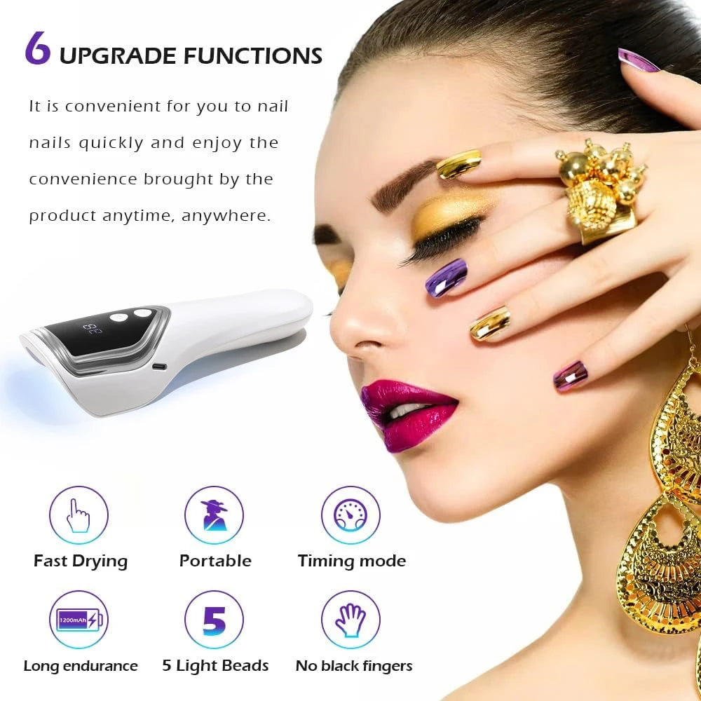 LINMANDA Handheld UV LED Nail Lamp USB Rechargeable Mini Manicure Lamp Nail Dryer With 5 Lamp Beads Quick Drying Gel Nail Polish